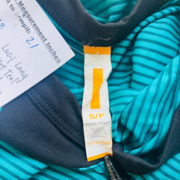 2/$30 Lucy Long Sleeve Teal Striped Top Small - Picture 4 of 5